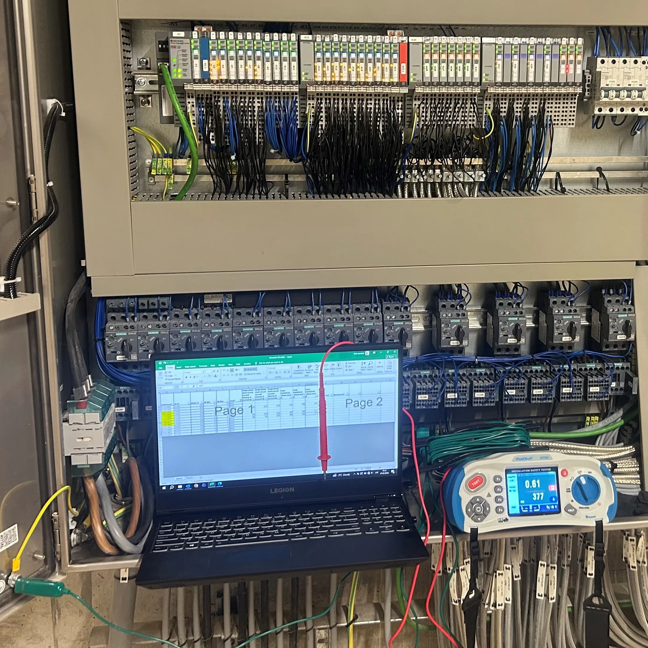 Laptop and tester used for commissioning
